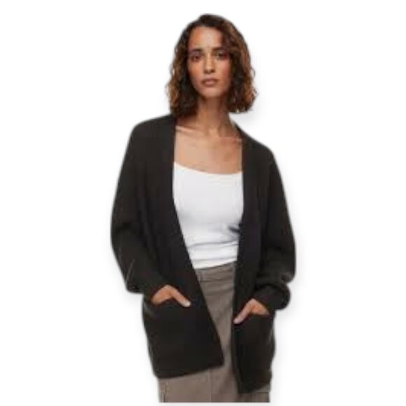 Wilfred Free Women's Black Sz XXS Unwind Ribbed Open Front Merino Wool Cardigan - Picture 1 of 12